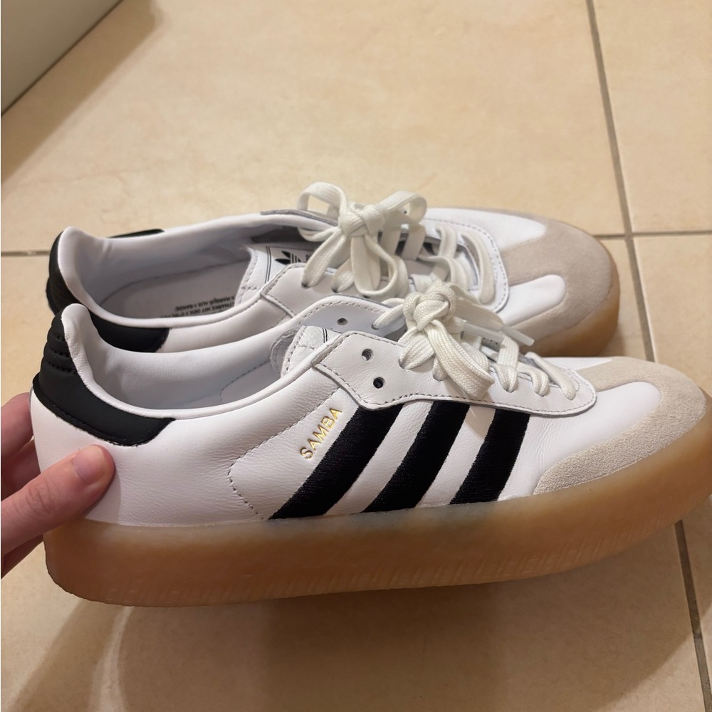 Adidas Samba White and Black Trainers